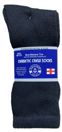 48 Wholesale Yacht & Smith Men's Loose Fit NoN-Binding Soft Cotton Diabetic Crew Socks Size 10-13 Black
