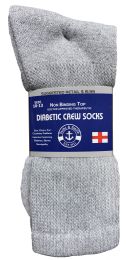 240 Bulk Yacht & Smith Men's Loose Fit NoN-Binding Soft Cotton Diabetic Crew Socks Size 10-13 Gray