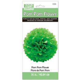 96 Pieces Paper Pom Pom Flower In Green - Hanging Decorations & Cut Out