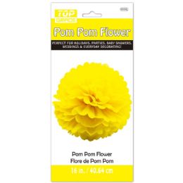 96 Pieces Paper Pom Pom Flower In Yellow - Hanging Decorations & Cut Out