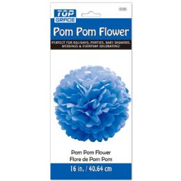 96 Pieces Paper Pom Pom Flower In Royal Blue - Hanging Decorations & Cut Out