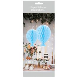 48 Pieces 2 Piece Honeycomb Balloon Decoration Light Blue - Hanging Decorations & Cut Out