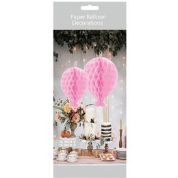 48 Wholesale 2 Piece Honeycomb Balloon Decoration Light Pink