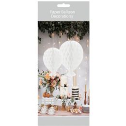 48 Pieces 2 Piece Honeycomb Balloon Decoration White - Hanging Decorations & Cut Out