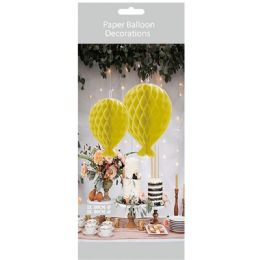 48 Pieces 2 Piece Honeycomb Balloon Decoration Gold - Hanging Decorations & Cut Out