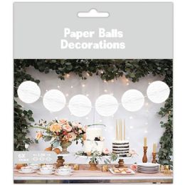 48 Pieces Paper Ball Decoration Garland In White - Hanging Decorations & Cut Out