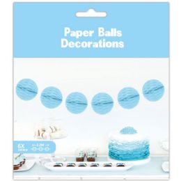 48 Wholesale Paper Ball Decoration Garland In Light Blue