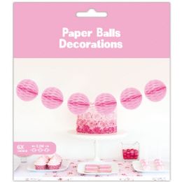 48 Wholesale Paper Ball Decoration Garland In Light Pink