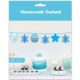 24 Wholesale Its A Boy Honeycomb Garland In Light Blue