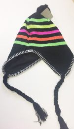 36 Wholesale Knitted Earflap Beanie In Assorted Colors