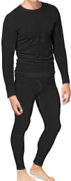 36 Pieces Yacht & Smith Mens Cotton Heavy Weight Waffle Texture Thermal Underwear Set Black Size M - Mens Thermals