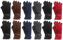 36 Pairs Yacht & Smith Mens Double Layer Fleece Gloves Packed Assorted Colors - Fleece Gloves