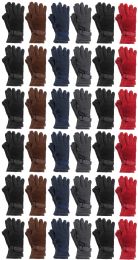 72 Pairs Yacht & Smith Mens Double Layer Fleece Gloves Packed Assorted Colors - Fleece Gloves