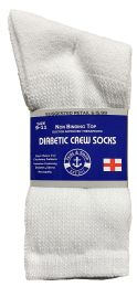 48 Pairs Yacht & Smith Women's Cotton Diabetic NoN-Binding Crew Socks - Size 9-11 White - Women's Diabetic Socks