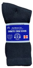 48 Wholesale Yacht & Smith Women's Cotton Diabetic NoN-Binding Crew Socks Size 9-11 Black