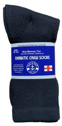 Yacht & Smith Women's Loose Fit NoN-Binding Soft Cotton Diabetic Black Crew Socks Size 9-11