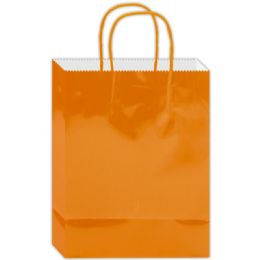 180 Wholesale Everyday Glossy Gift Bag Orange Size Small