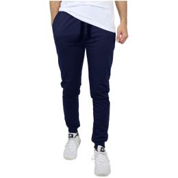 24 Pieces Men's SliM-Fit French Terry Joggers Solid Navy Assorted Sizes S-Xxl - Mens Pants
