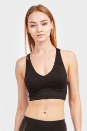 144 Pieces Sofra Ladies Seamless Sports Bra - Womens Active Wear