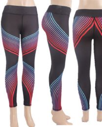 12 Pieces Yoga Pants Gradient Color Strip Assorted Sizes - Womens Leggings