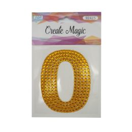 120 Wholesale Crystal Sticker Number 0 In Gold