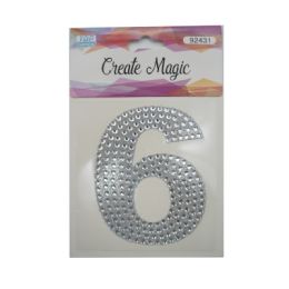 120 Wholesale Crystal Sticker Number 6 In Silver
