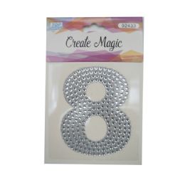 120 Wholesale Crystal Sticker Number 8 In Silver