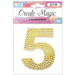 120 Wholesale Pearl Sticker In Gold Number 5