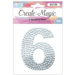 120 Wholesale Pearl Sticker In Silver Number 6
