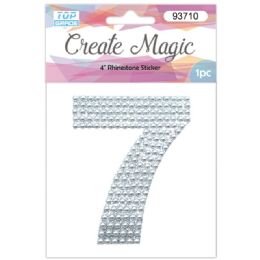 120 Wholesale Pearl Sticker In Silver Number 7