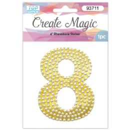 120 Wholesale Pearl Sticker In Gold Number 8