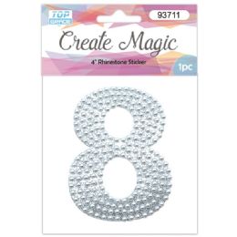 120 Wholesale Pearl Sticker In Silver Number 8