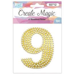 120 Wholesale Pearl Sticker In Gold Number 9