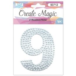 120 Wholesale Pearl Sticker In Silver Number 9