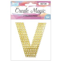 120 Wholesale Pearl Sticker In Gold Letter V