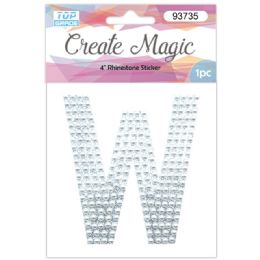 120 Wholesale Pearl Sticker In Silver Letter W