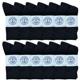 84 Wholesale Yacht & Smith Women's Cotton Crew Socks Black Size 9-11 Bulk Pack