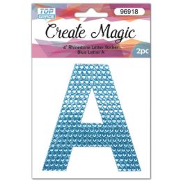 120 Wholesale 2 Piece Crystal Sticker Letter A In Blue
