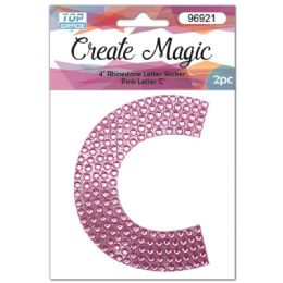 120 Wholesale 2 Piece Crystal Sticker Letter C In Pink