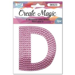 120 Wholesale 2 Piece Crystal Sticker Letter D In Pink