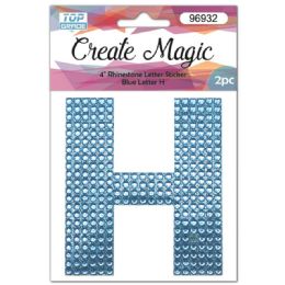 120 Wholesale 2 Piece Crystal Sticker Letter H In Blue