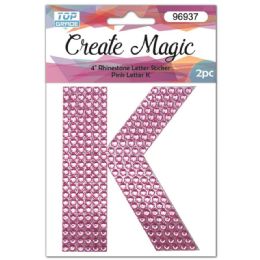 120 Wholesale 2 Piece Crystal Sticker Letter K In Pink