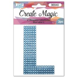 120 Wholesale 2 Piece Crystal Sticker Letter L In Blue