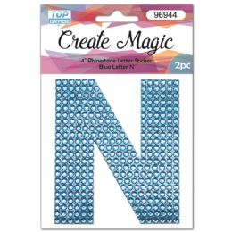 120 Wholesale 2 Piece Crystal Sticker Letter N In Blue