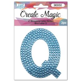 120 Wholesale 2 Piece Crystal Sticker Letter Q In Blue