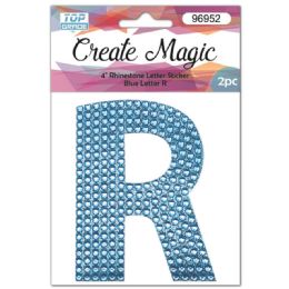 120 Wholesale 2 Piece Crystal Sticker Letter R In Blue
