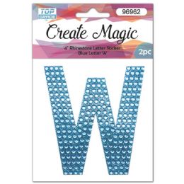 120 Wholesale 2 Piece Crystal Sticker Letter W In Blue