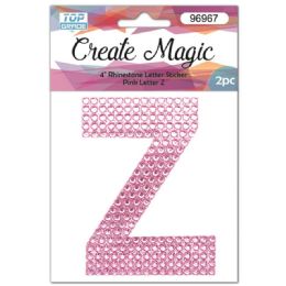 120 Wholesale 2 Piece Crystal Sticker Letter Z In Pink