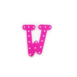 96 Pieces Pink And Silver Trimming Letter W - Foam & Felt