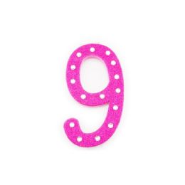 96 Pieces Pink And Silver Trim Number 9 - Foam & Felt